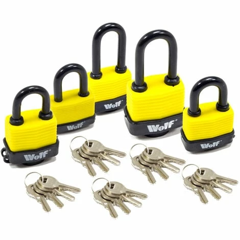 Wolf Security Heavy Duty Padlocks - Pack Of 5 Assorted Sizes 1 Wolf Security Heavy Duty Padlocks - Pack Of 5 Assorted Sizes